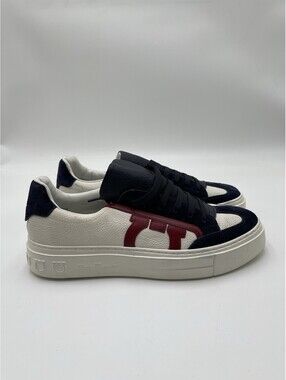 Men’s Salvatore Ferragamo Borg Low Top Sneakers Gancio Navy Size 6M